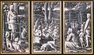 Limoges triptych of St. John the Baptist preaching in the wilderness, 16th century by Unbekannt Unbekannt