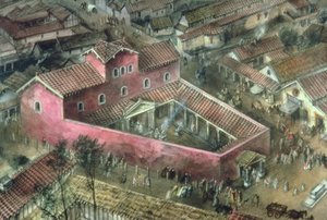 Reconstruction of the 2nd Century Triangular temple at Verulamium