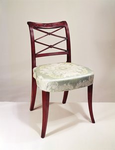 Scroll-back side chair, mahogany, by Duncan Phyfe, 1807