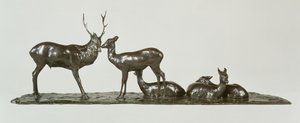 Stag and Deer with Fawns by Rembrandt Bugatti