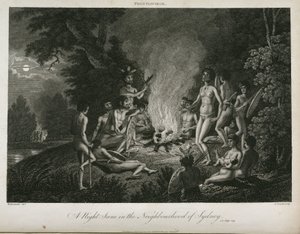 A Night Scene in the Neighbourhood of Sydney, Australia, c. 1798 by Unbekannt