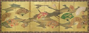 A decoration of open and closed fans, Momoyama Period by Unbekannt