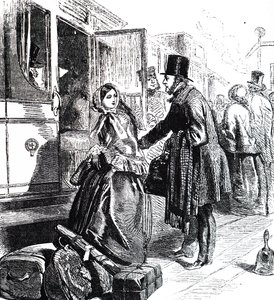 A Father and Daughter Boarding a Train