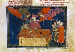 A group of infirm people and a lord doing a work of mercy by giving them assistance by Unbekannter Künstler