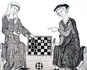 A Man and Woman Playing Chess by Unbekannt