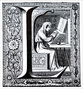 A Monk Illuminating a Manuscript by Unbekannt