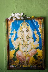 Ganesh, Elephant-Headed Deity on Temple Wall, Kovil, Sri Lanka