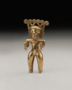 A rare International style gold figure of a Shaman, probably from Panama or Costa Rica, c.500-1000