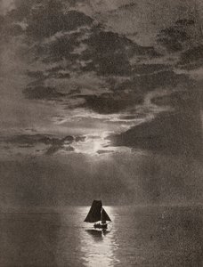 A Stretch of Moonlit Ocean with a Sailboat