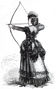 A young lady practicing her archery skills by Unbekannt