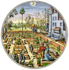Gardening in a European Vegetable Garden, 1590 by Unbekannter Künstler