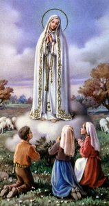 Apparition of Virgin Mary to 3 little shepherds in Fatima, Portugal (1917)