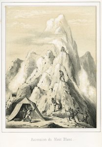 Avalanche on Mont Blanc which resulted in the death of three guides. Engraving “Sky, Earth, and Sea” by R. Delasalle, circa 1860 by Unbekannt