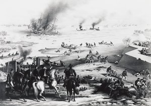 Battle of Hampton Roads or Battle of Ironclads, the USS Monitor and CSS Virginia by William M. Timlin