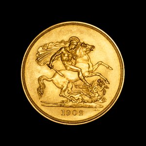 British Coin depicting St. George and the Dragon