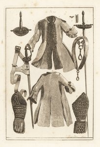 Buff Coat, Buff Belt, Gilt-silver Sword Hilt, Buff Arm-piece and Glove, Toledo Sword, Blade and Scabbard, and Hilt by Unbekannt