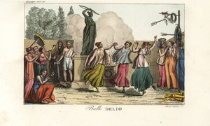 Ceremonial Dance for Artemis or Diana the Huntress in a Sacred Forest on the Island of Delos