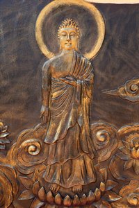 Chua Thien Lam Go buddhist pagoda. Shakyamuni Buddha. Varada mudra: gesture of charity. Thay Ninh, Vietnam by Unbekannt