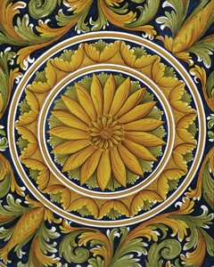 Close-up of a table, Caltagirone, Italy by William M. Timlin