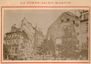 Commune of Paris (1871): view of the Porte Saint Martin in Paris destroyed in May 1871 by Unbekannt