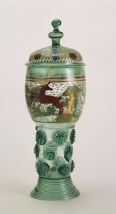 Covered Goblet, Decorated with a Hunting Scene, Probably from Hessen by Unbekannt