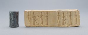 Cylinder seal, shown with plaster impression, Old Babylonian, c.19th-18th BC by Unbekannt