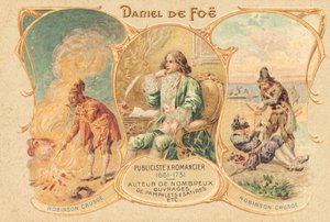 Daniel Defoe at His Writing Desk and His Famous Work by Unbekannter Künstler