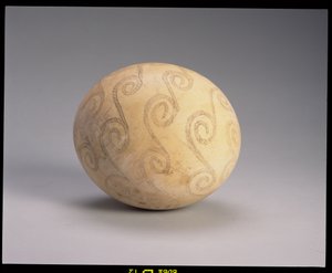 Decorated ostrich egg, Egyptian, c.2nd millennium BC