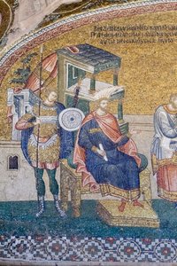 Detail of Governor Quirinius in the Scene of the Enrollment for Taxation, Chora Church, Istanbul, Turkey by Unbekannter Künstler