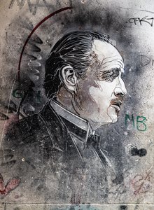 Don Corleone Played by Marlon Brando by C215, Viuccaria Market by Benjamin Baud
