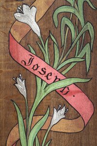 Drawing: Flowers and a Ribbon with the Name Joseph Written on It, Fecamp, France by Unbekannt