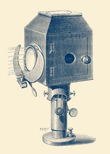 Electric lamp used to light a person on stage by Unbekannter Künstler