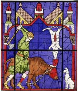 Facsimile of a stained glass window of Notre-Dame de Chartres Cathedral depicting a butcher by Unbekannter Künstler