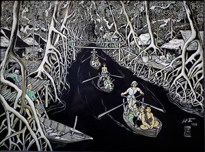 Fine Arts Museum, Ca Mau Guerrillas by Thai Ha, Lacquer Engraving, Ho Chi Minh City, Vietnam, 2018 by Josef Eberz