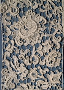 Flounce of Raised-Point Guipure Lace, Venetian, Mid 17th Century