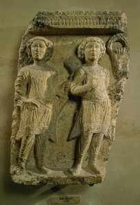 Fragment of a bas-relief plaque depicting two soldiers, from Palmyra, 2nd century