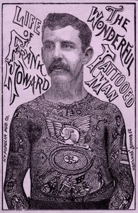 Frank Howard the Wonderful tattooed man, c.1900