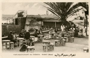 French and Moroccans at the Oudaya Café, Rabat by Unbekannter Künstler