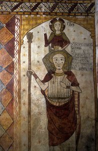 Fresco of the Ferrande Tower in Pernes-les-Fontaines (Pernes les Fontaines, Vaucluse (84) of the 13th Century: Saint Christopher Carrying Christ by Unbekannt