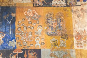Frescoes Adorning the Walls of Wat Bo Depicting Scenes from the Reamker, Siem Reap, Cambodia