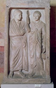 Funeral statue with married couple, Greek