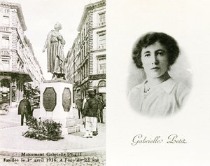 Gabrielle Petit and the monument erected in her honour in Brussels, commemorative cards, c.1925 by Unbekannter Künstler