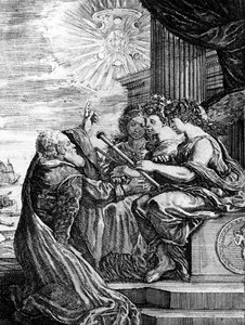 Galileo Presenting His Telescope to the Muses, and Pointing Out a Heliocentric System of the Universe