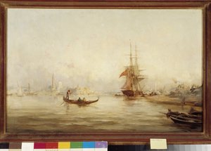 Galleons and Gondolas in the Basin (Venice?) by Paul Bistagne