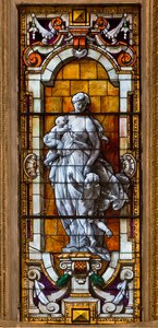 Genoa, Duomo (St Lawrence Cathedral), inside, The Lercari Chapel or The Chapel of the Blessed Sacrament (Northern apse): stained glass window by Unbekannter Künstler