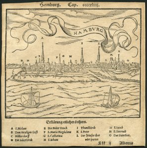 View of Hamburg, Illustration from the Cosmographia by Sebastian Muenster by Unbekannter Künstler
