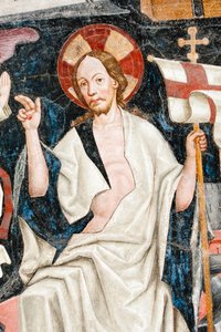 Resurrection, Gothic Fresco, Cloister, Cathedral, Brixen, Italy