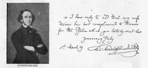 Handwriting and signature of Mendelssohn by Unbekannt