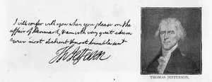 Handwriting and signature from a letter of Thomas Jefferson to John Paul Jones, written in Paris, July 11 by Unbekannt