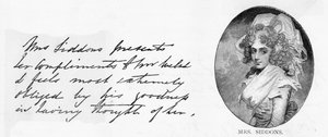 Handwriting and signature of Mrs Siddons